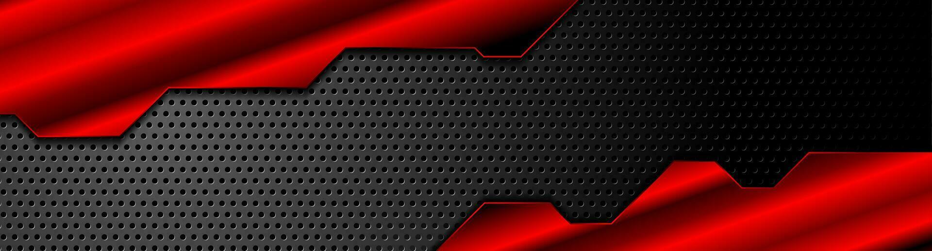 Red and black abstract technology banner vector