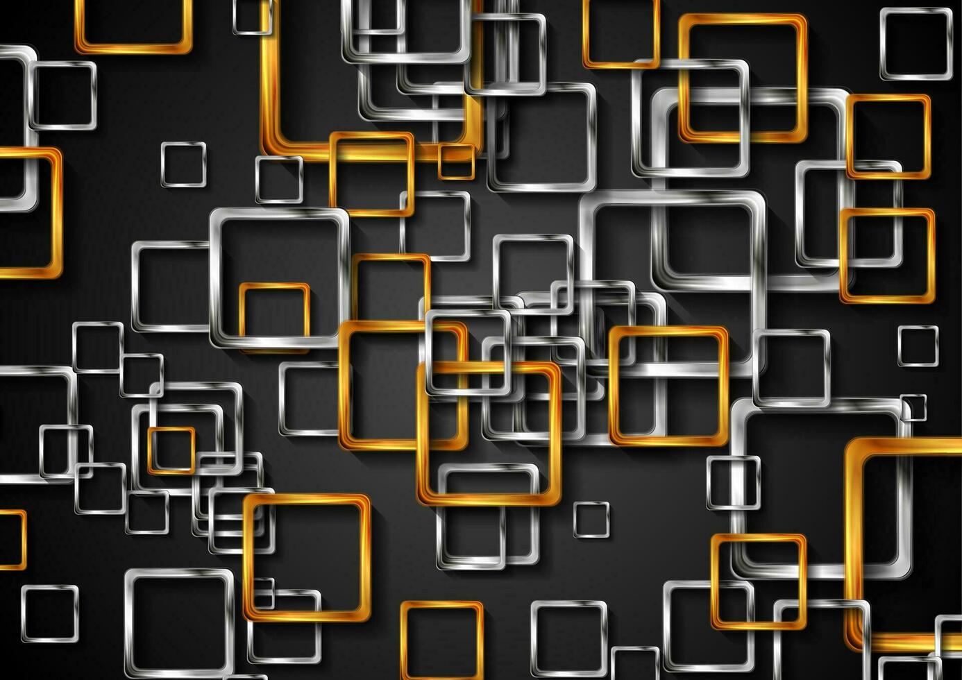Golden and metallic squares abstract technology background vector
