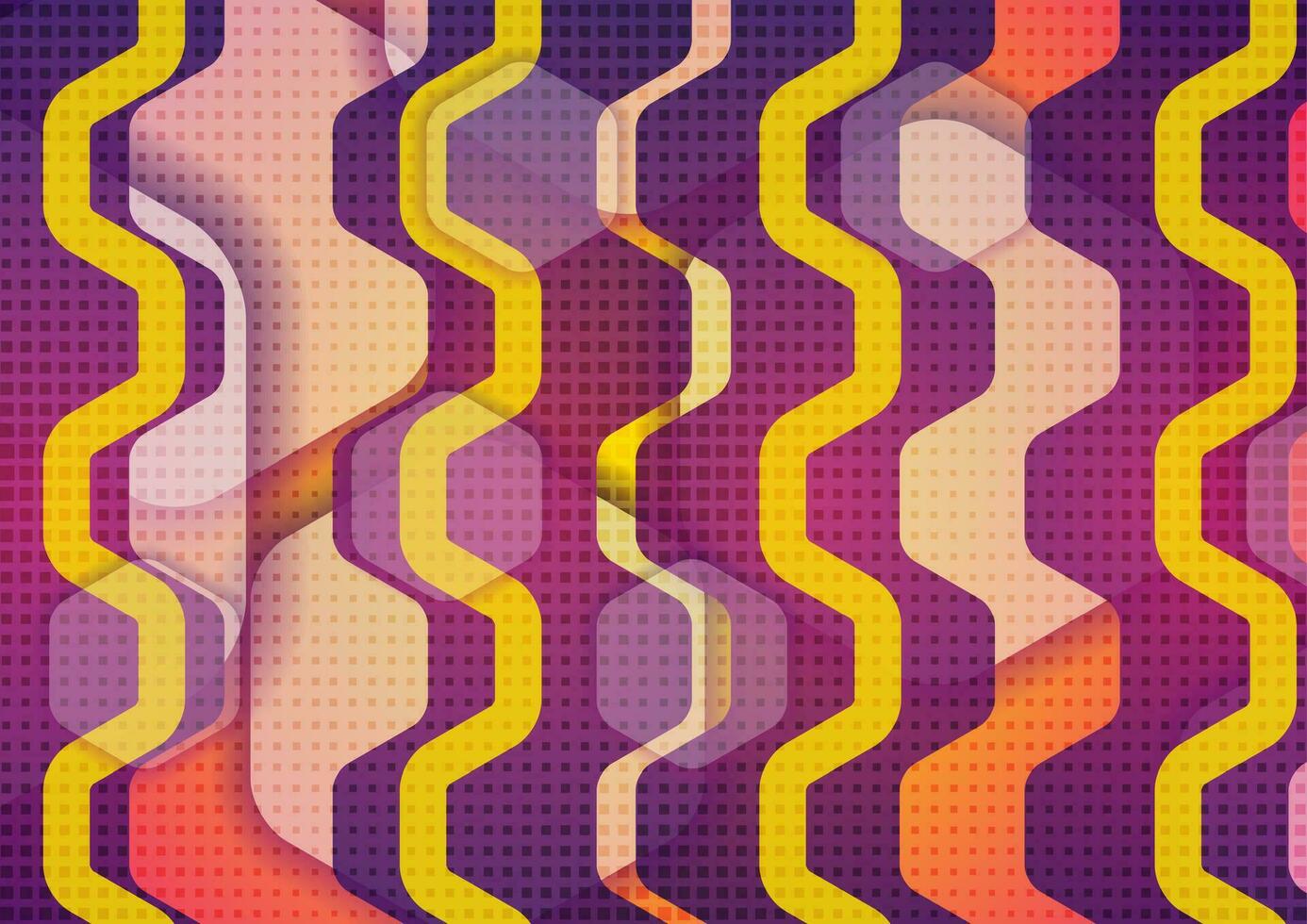 Retro geometric abstract orange violet tech background vector