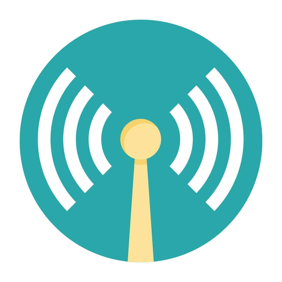 Wireless internet signal tower flat icon design vector