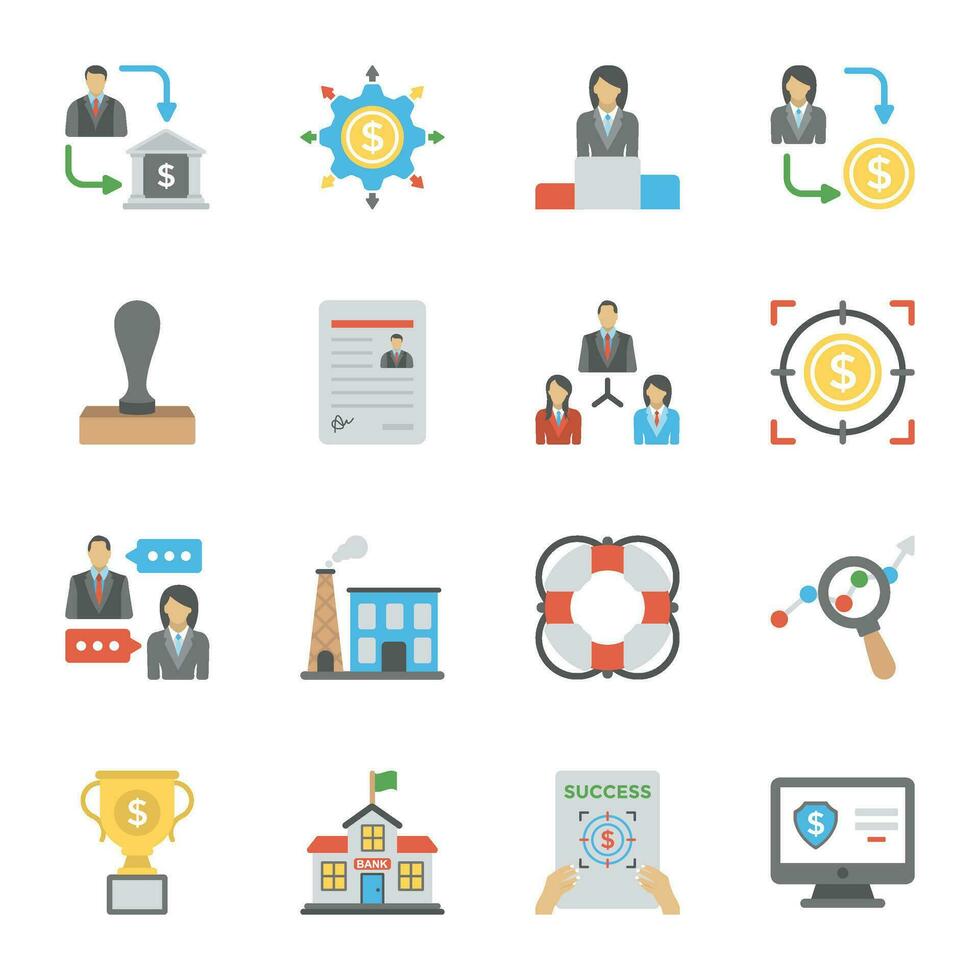 Pack of Financial Services Flat Icons vector