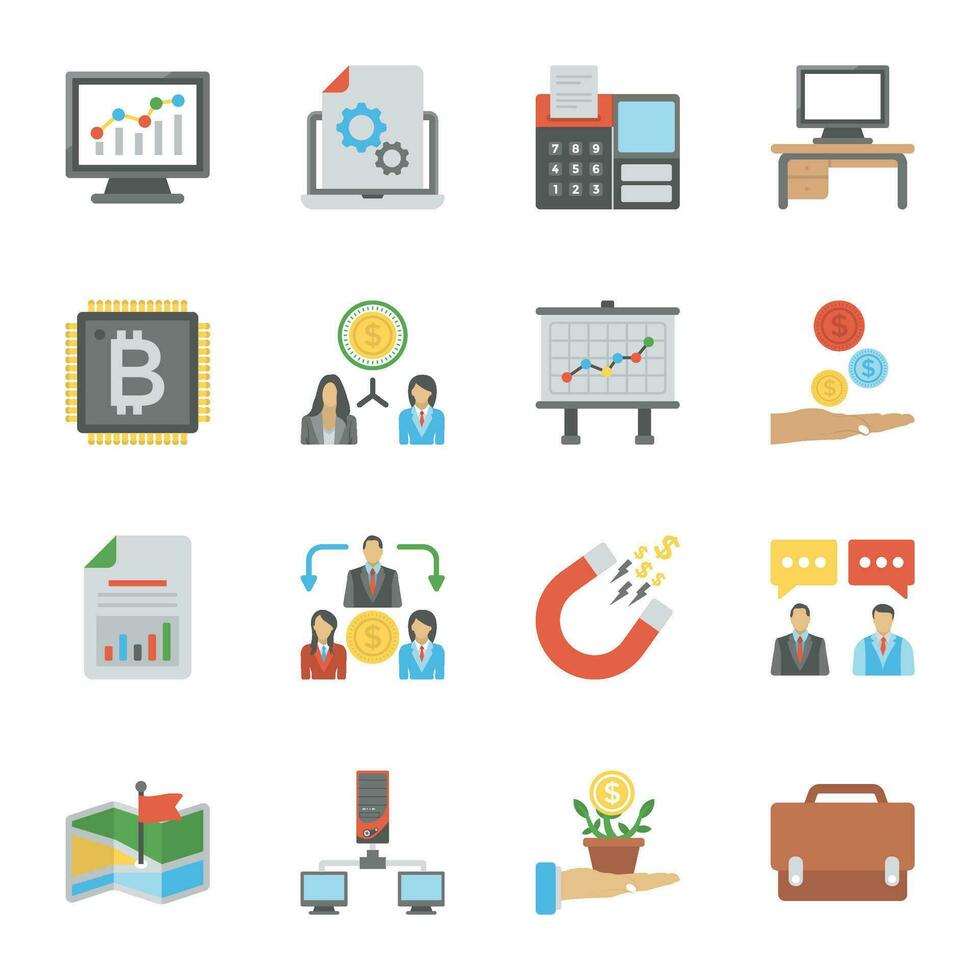 Pack of Investment Flat Icons vector