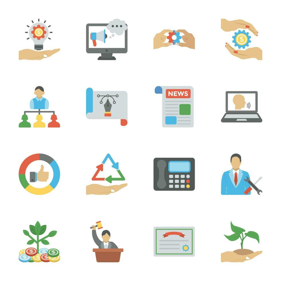 Pack of Entrepreneurship and Business Flat Icons vector