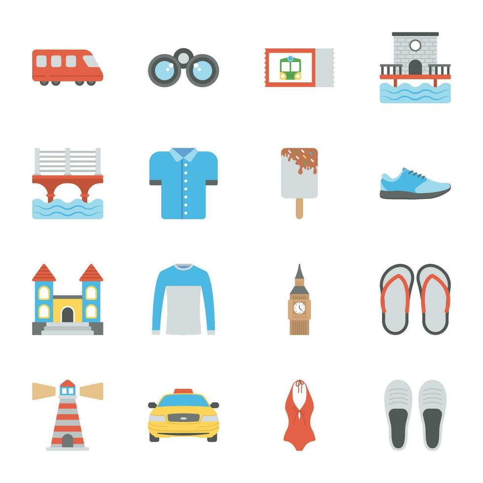 Modern Summer Vacations Flat Icons vector