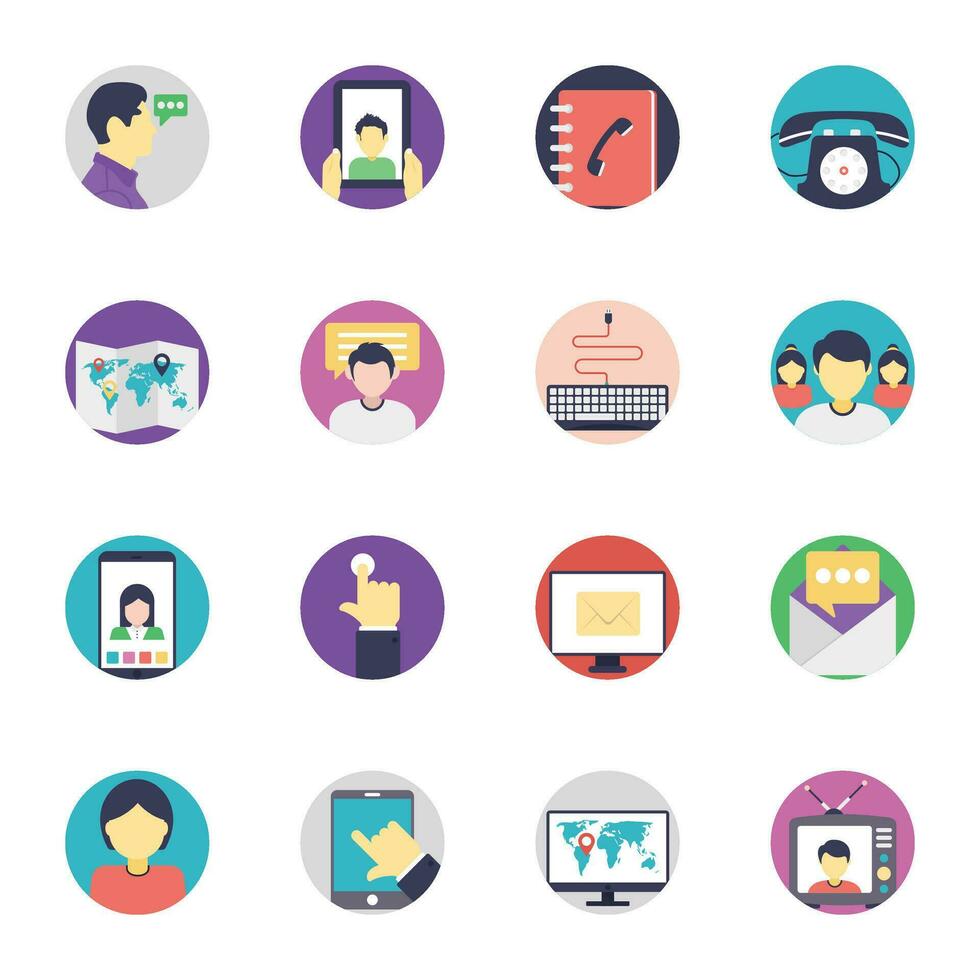 Premium Set of Flat Communication Network Icons vector