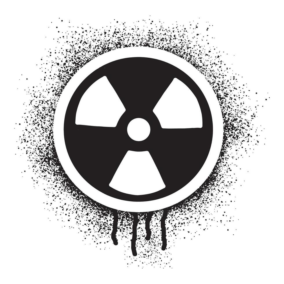 Radiation hazard symbol graffiti with black spray paint vector