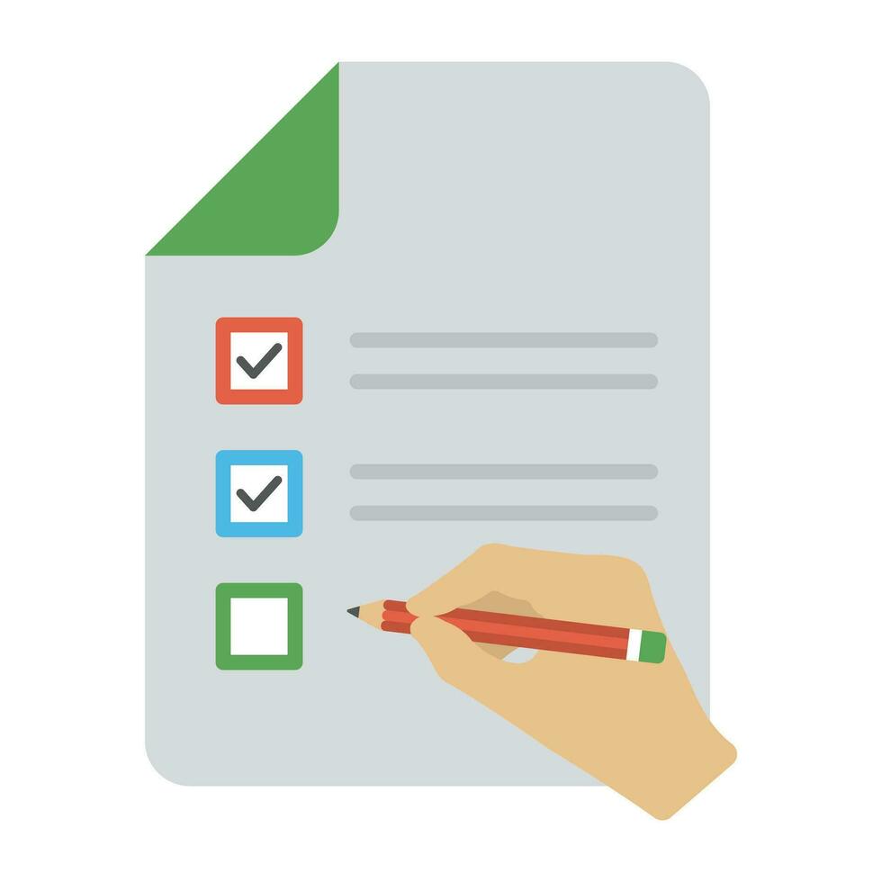 Checklist with hand doing tick mark with a pen vector
