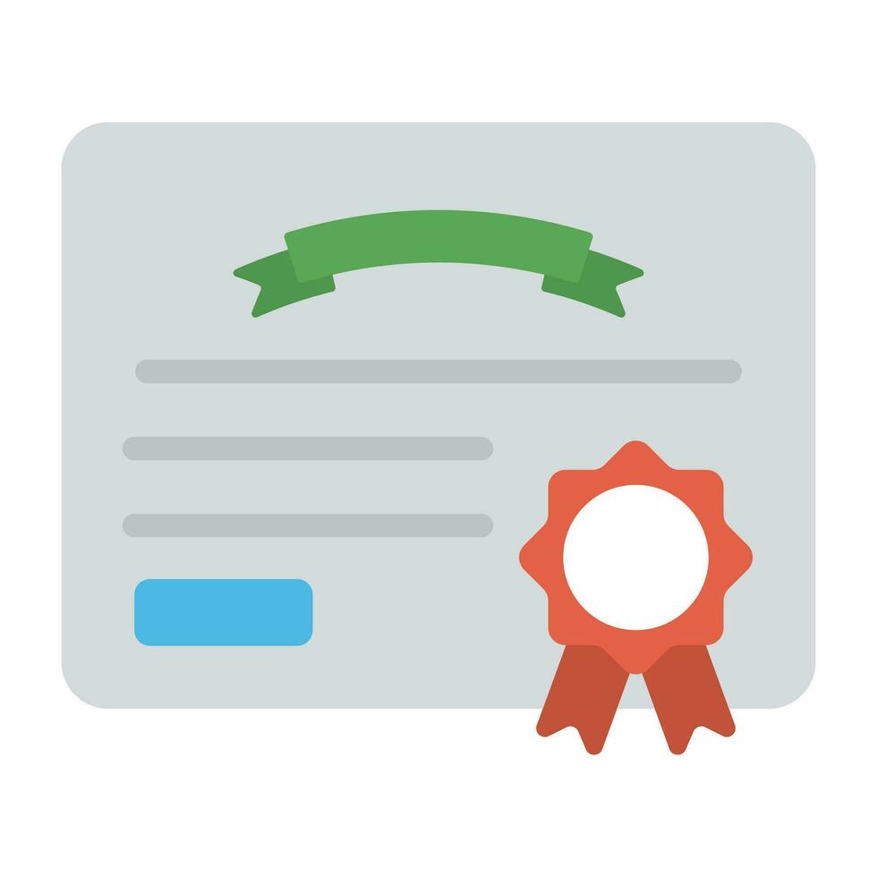 A official document or certificate with a recognition badge flat icon design vector