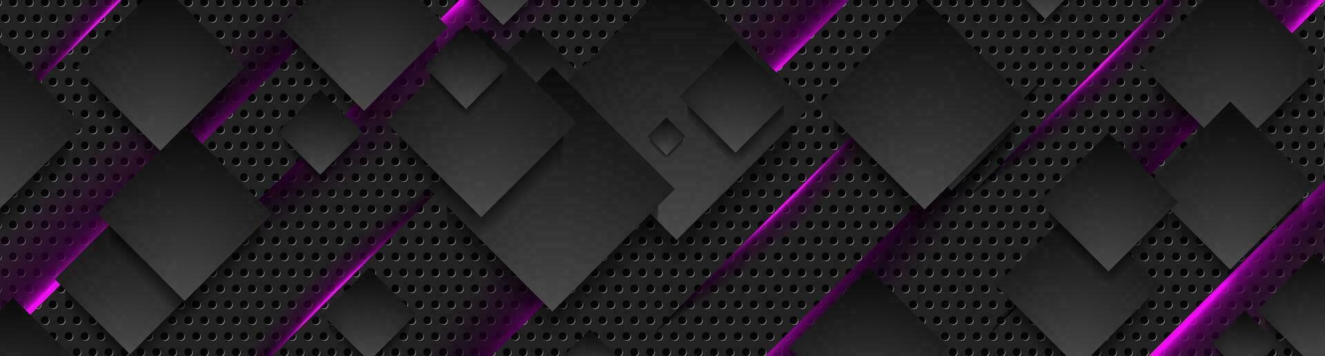 Futuristic technology background with squares and neon purple light vector