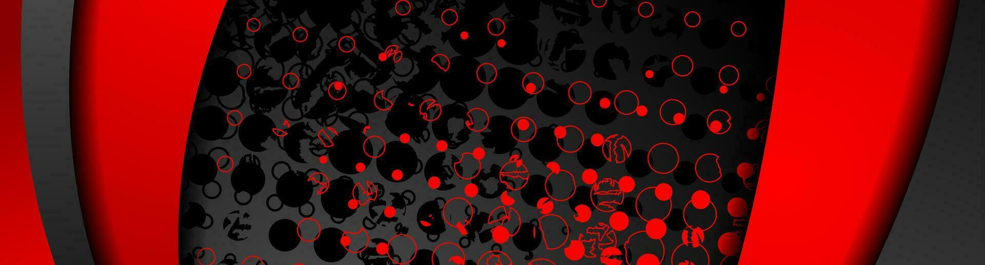 Black red corporate wavy background with grunge halftones vector