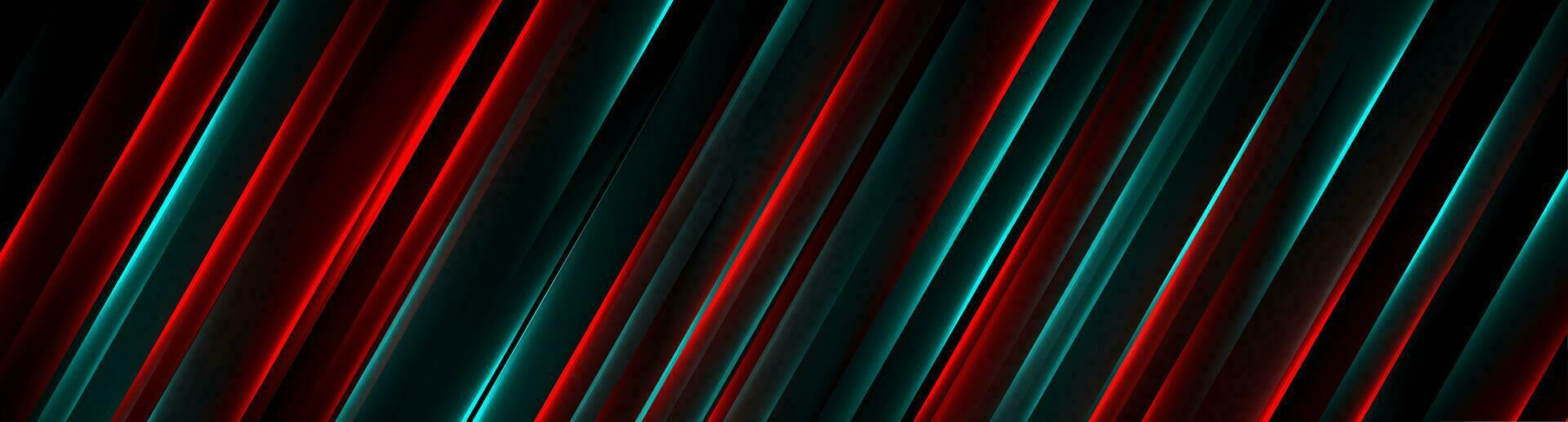 Sci-fi blue and red neon lines abstract hi-tech banner vector