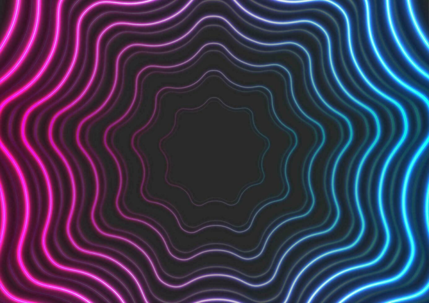 Blue and purple neon wavy circles abstract futuristic background vector