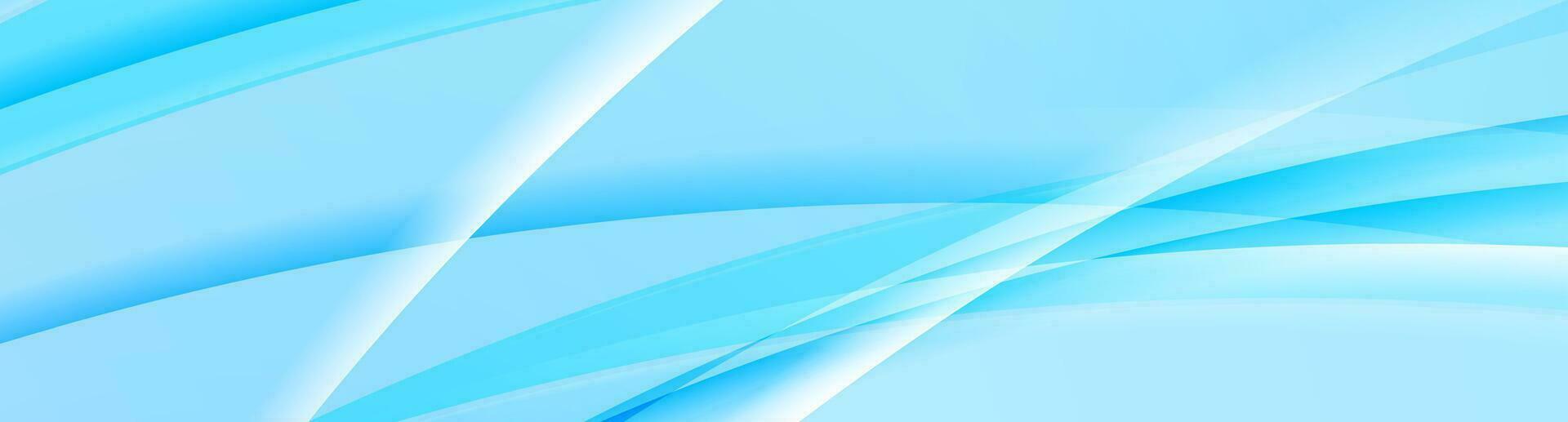 Cyan blue glossy wavy lines abstract background vector