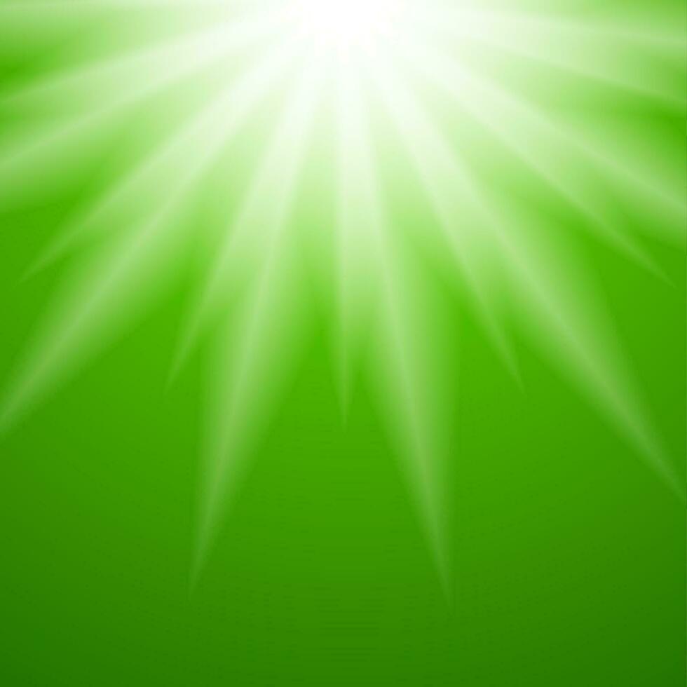 Green glowing rays abstract background vector