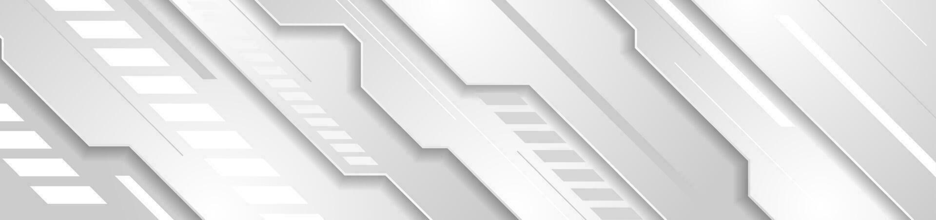 Grey abstract tech geometric banner design vector