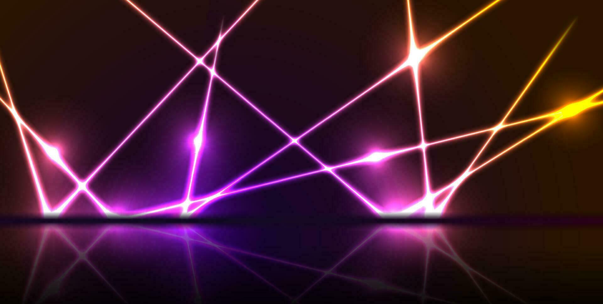 Purple orange neon laser lines technology modern background vector