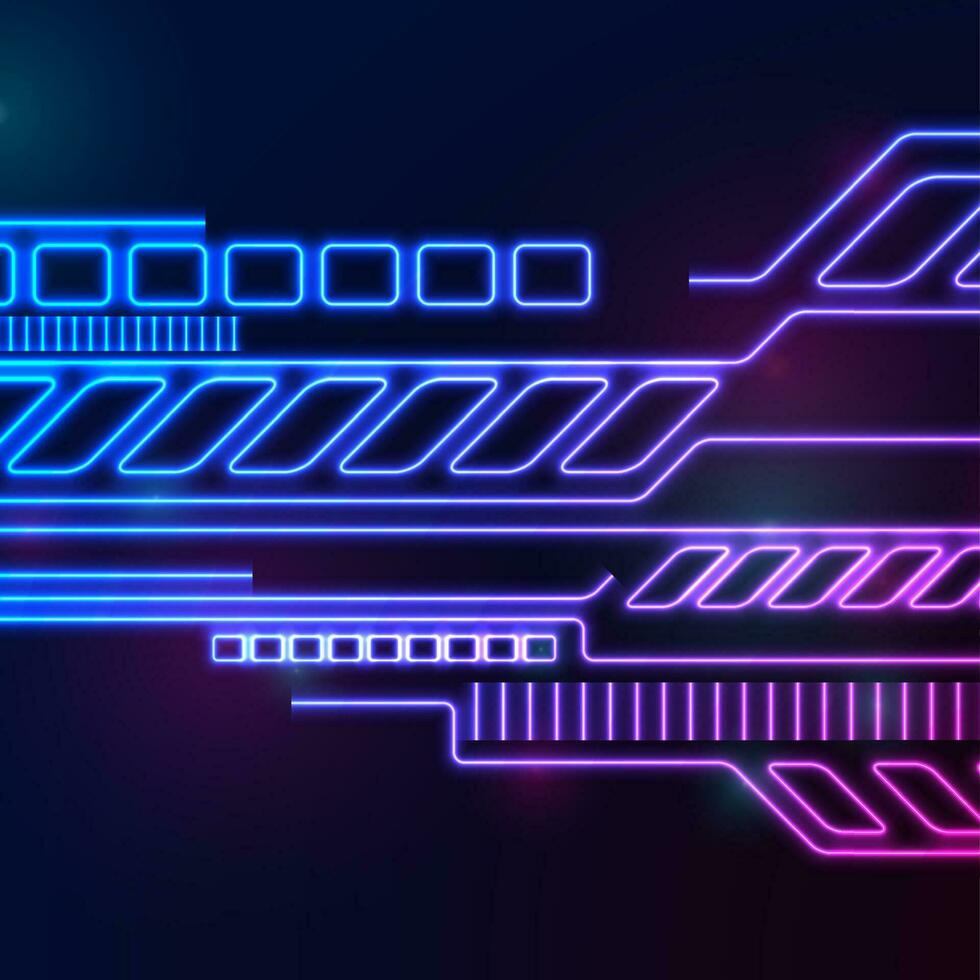 Blue purple glowing neon abstract technology background vector