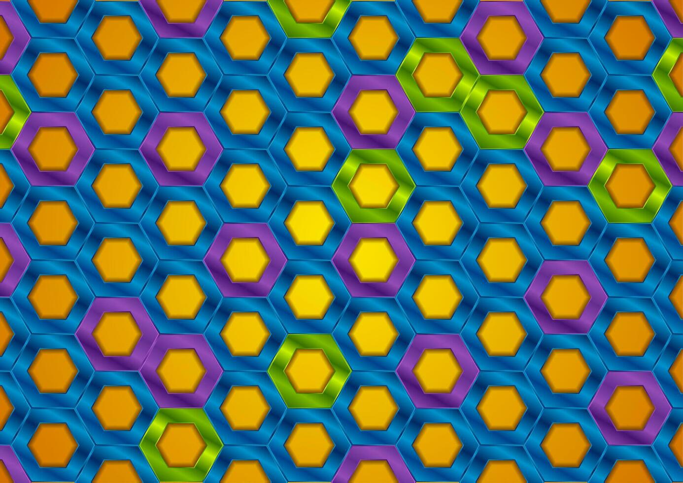 Colorful glossy hexagons abstract pattern background vector