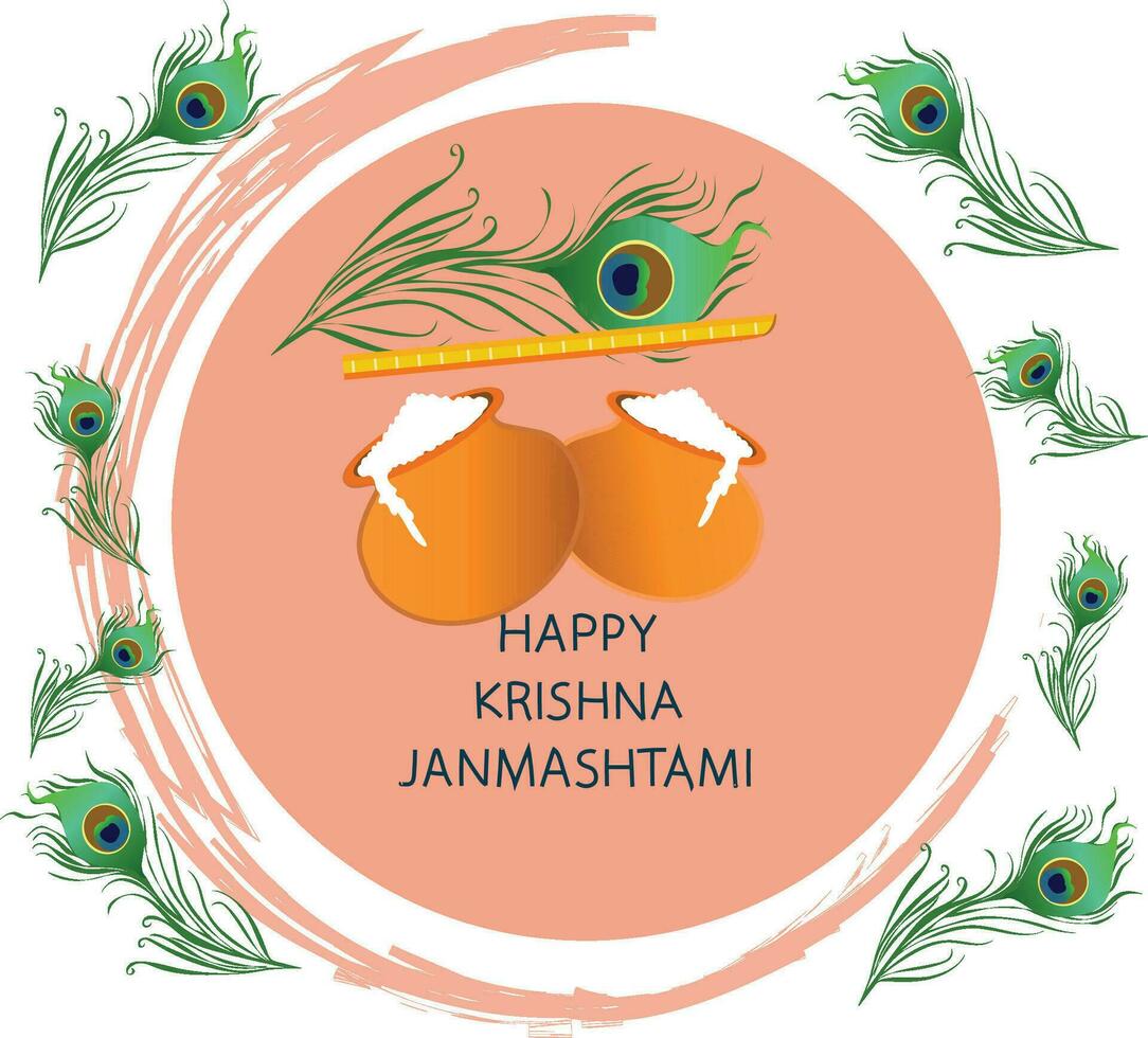 happy krishna janmashtami festival vector