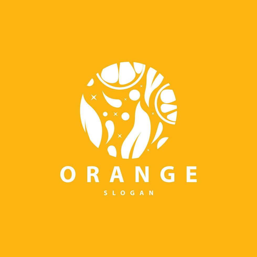 Orange Slice Fruit Logo, Fresh Juice Fruit Design Symbol Template Vector Illustration