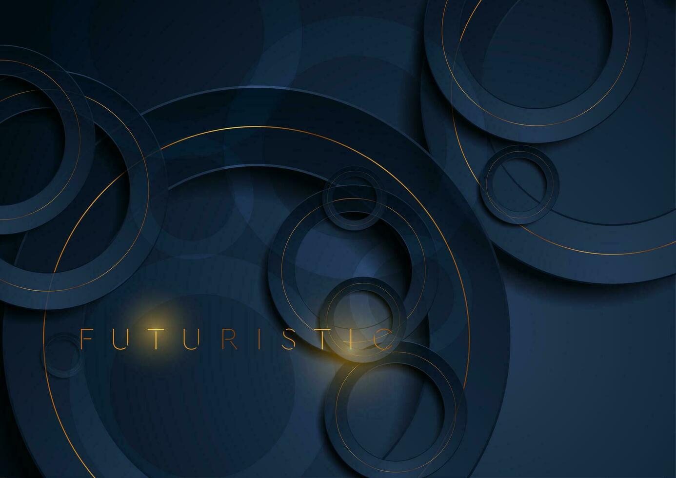 Dark blue and golden geometric background with abstract circles vector