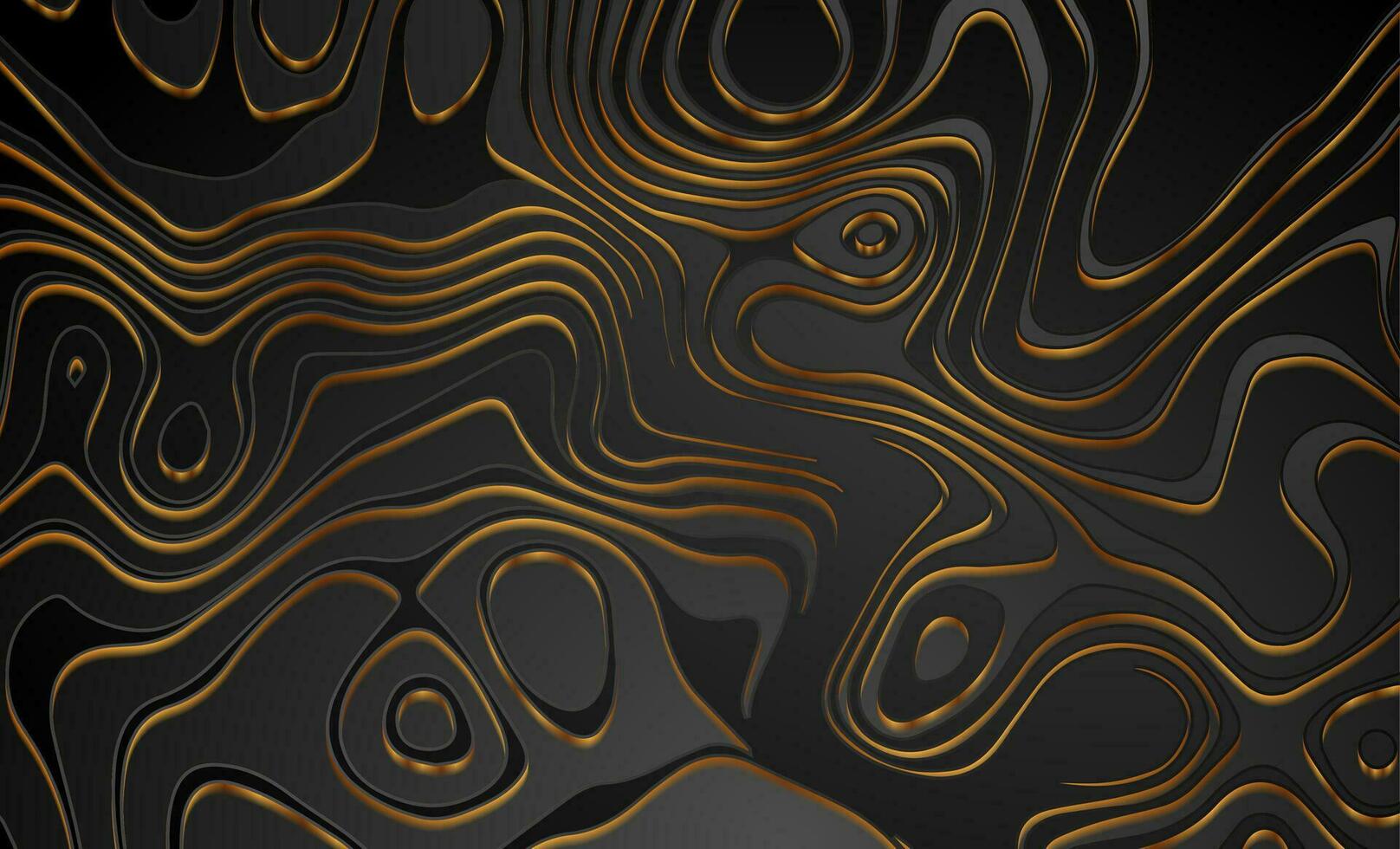 Black and golden curved waves abstract luxury background vector