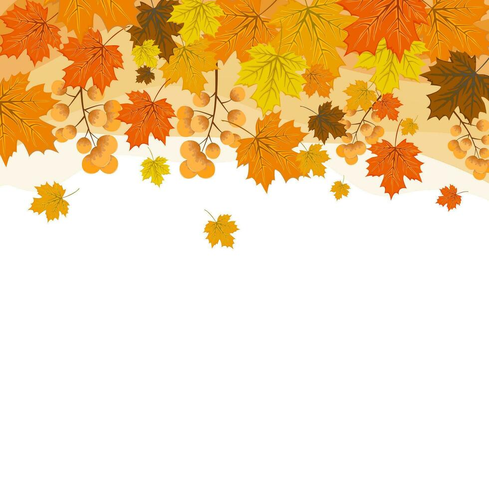 fondo de otoño con hojas de color amarillo dorado. concepto de caída, para papel tapiz, postales, tarjetas de felicitación, páginas web, pancartas, ventas en línea. ilustración vectorial vector