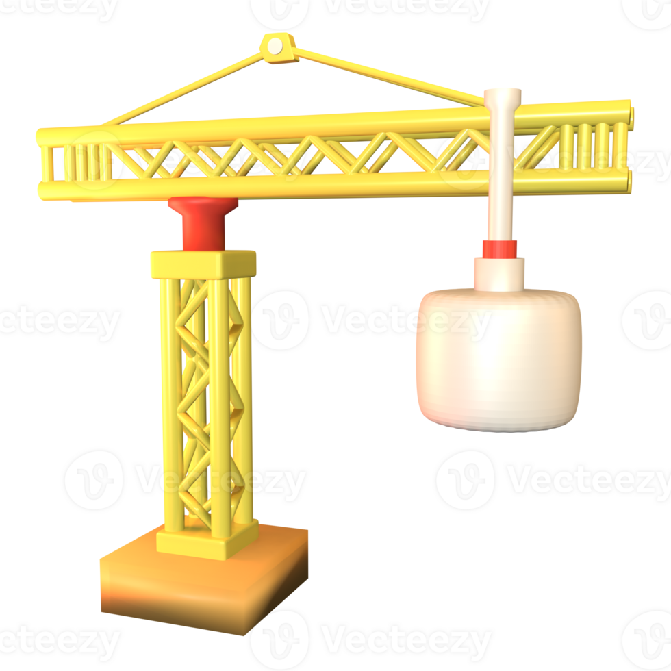 3D icon construction crane rendered isolated on the transparent background png
