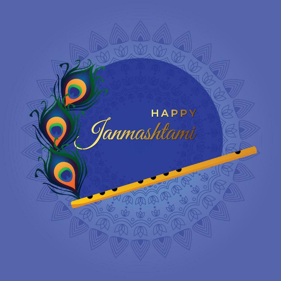 shree Krishna janmashtami tarjeta ilustración vector