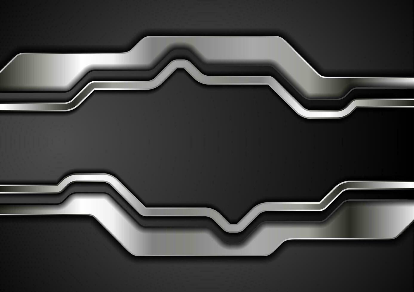 Black and metallic abstract technology background vector