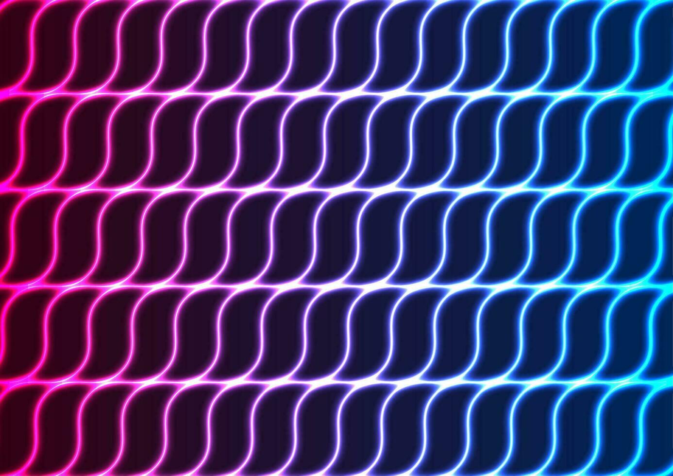 Blue ultraviolet neon curved wavy lines pattern abstract background vector