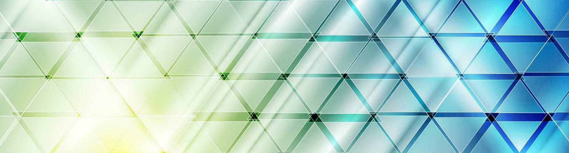 Blue yellow technology banner background with glossy triangles vector