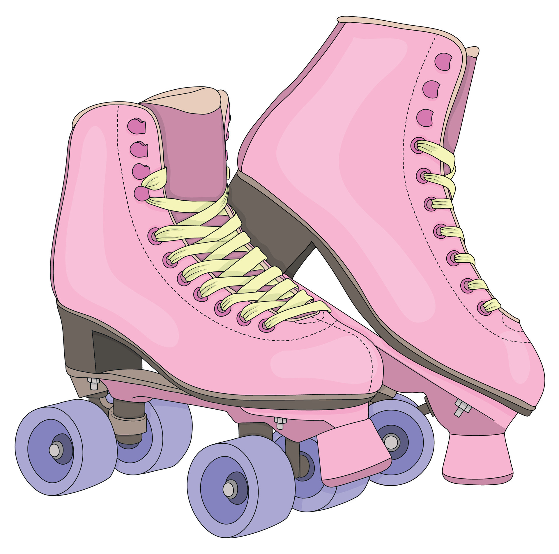 Retro roller skates Footwear for outdoor activities Color scheme of Retro roller skates Footwear for outdoor activities Color scheme of