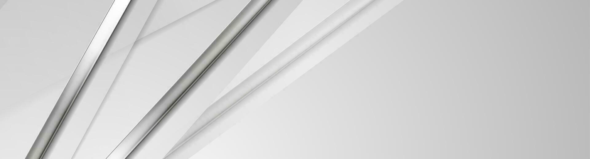 Grey abstract corporate banner with metallic stripes vector