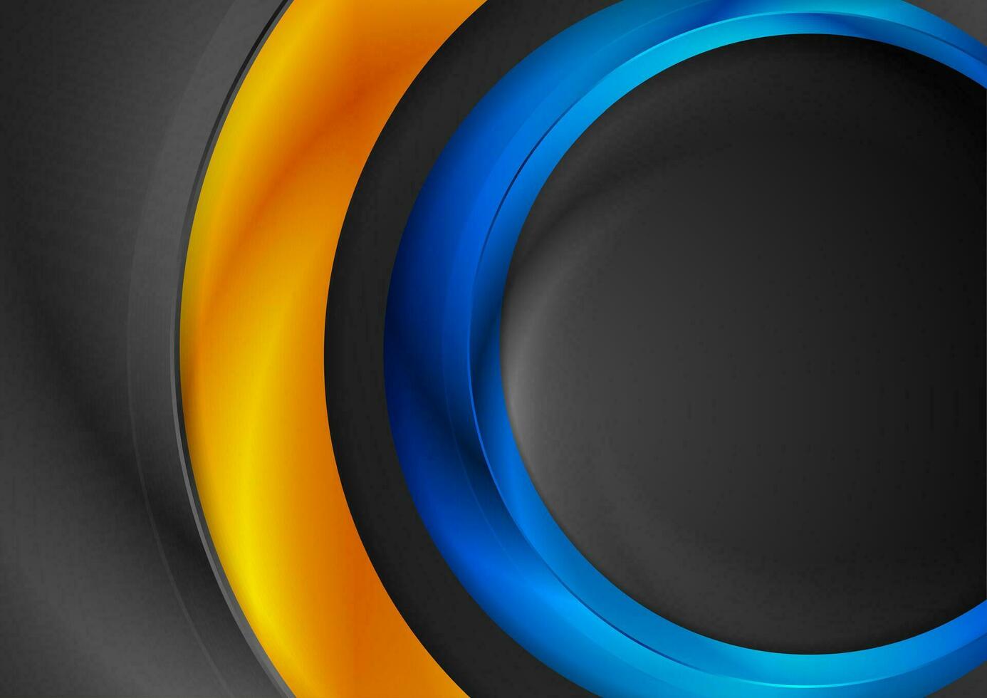 High contrast blue orange abstract circles corporate background vector