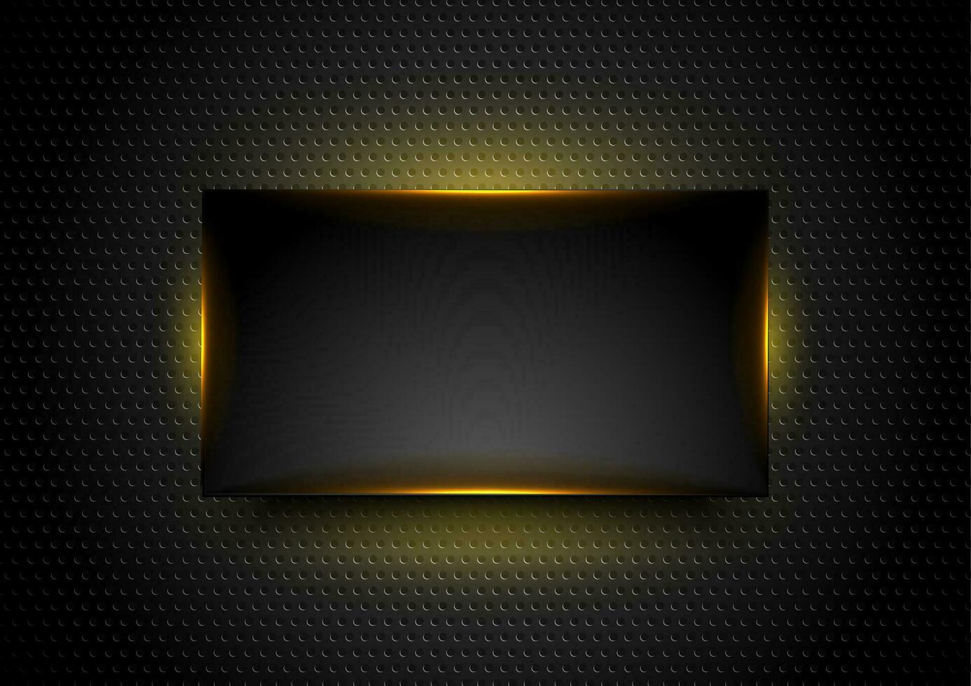 Black glowing frame on dark perforated background vector