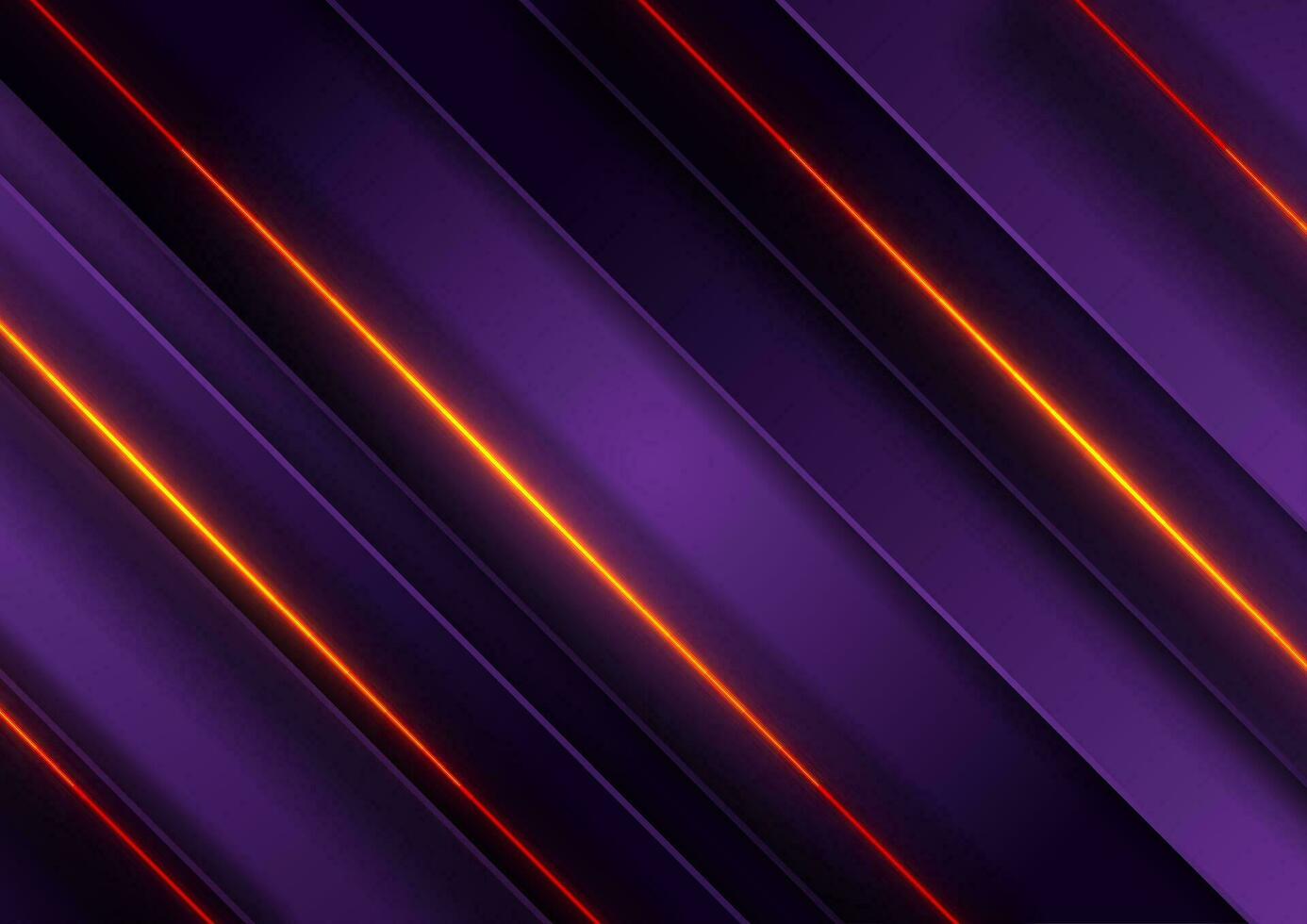 Dark violet striped background with glowing orange lines vector