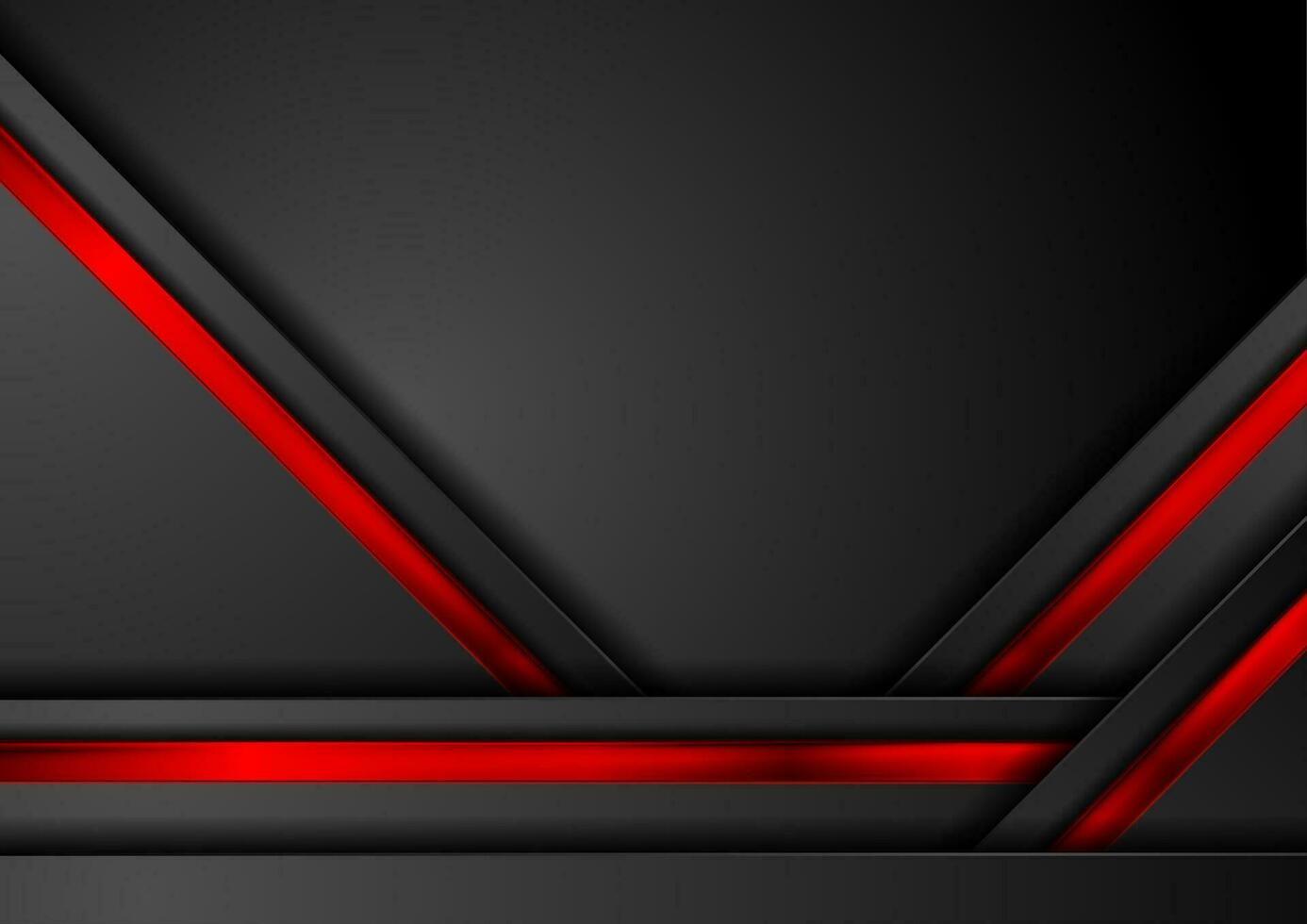 Black abstract tech background with red glossy stripes vector