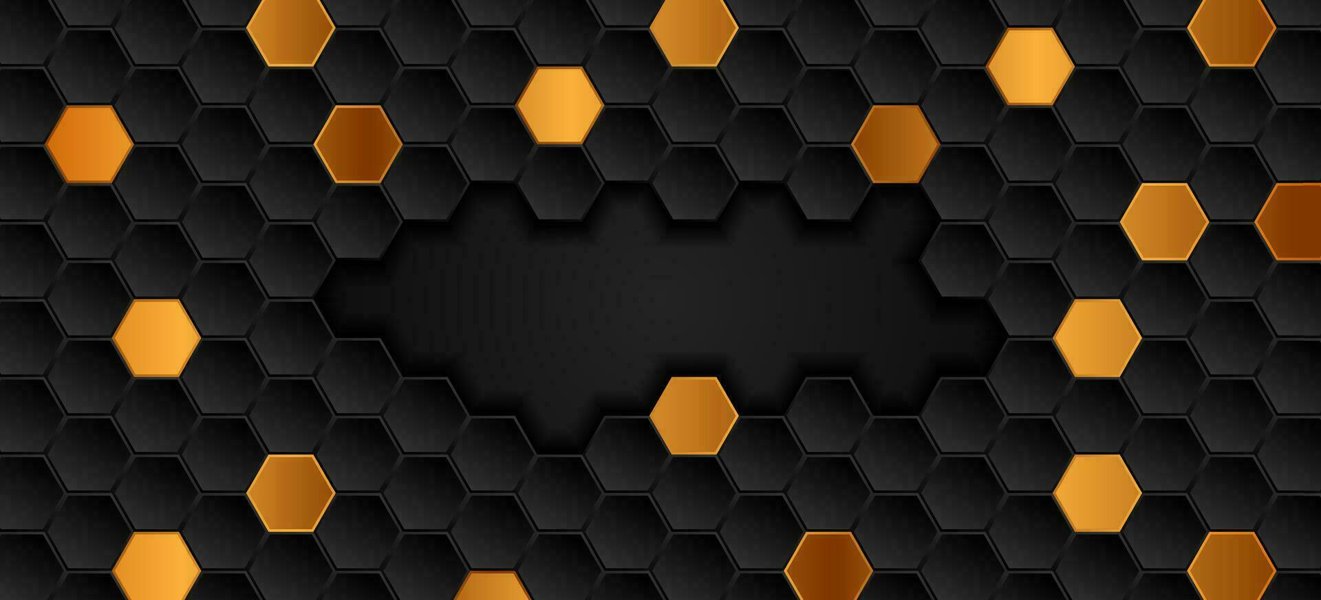 Black bronze geometric hexagons abstract technology background vector