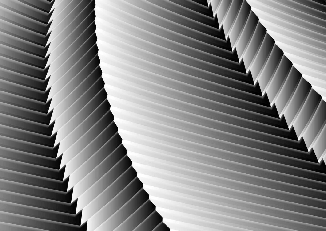 Black and white curved stripes refraction pattern design vector