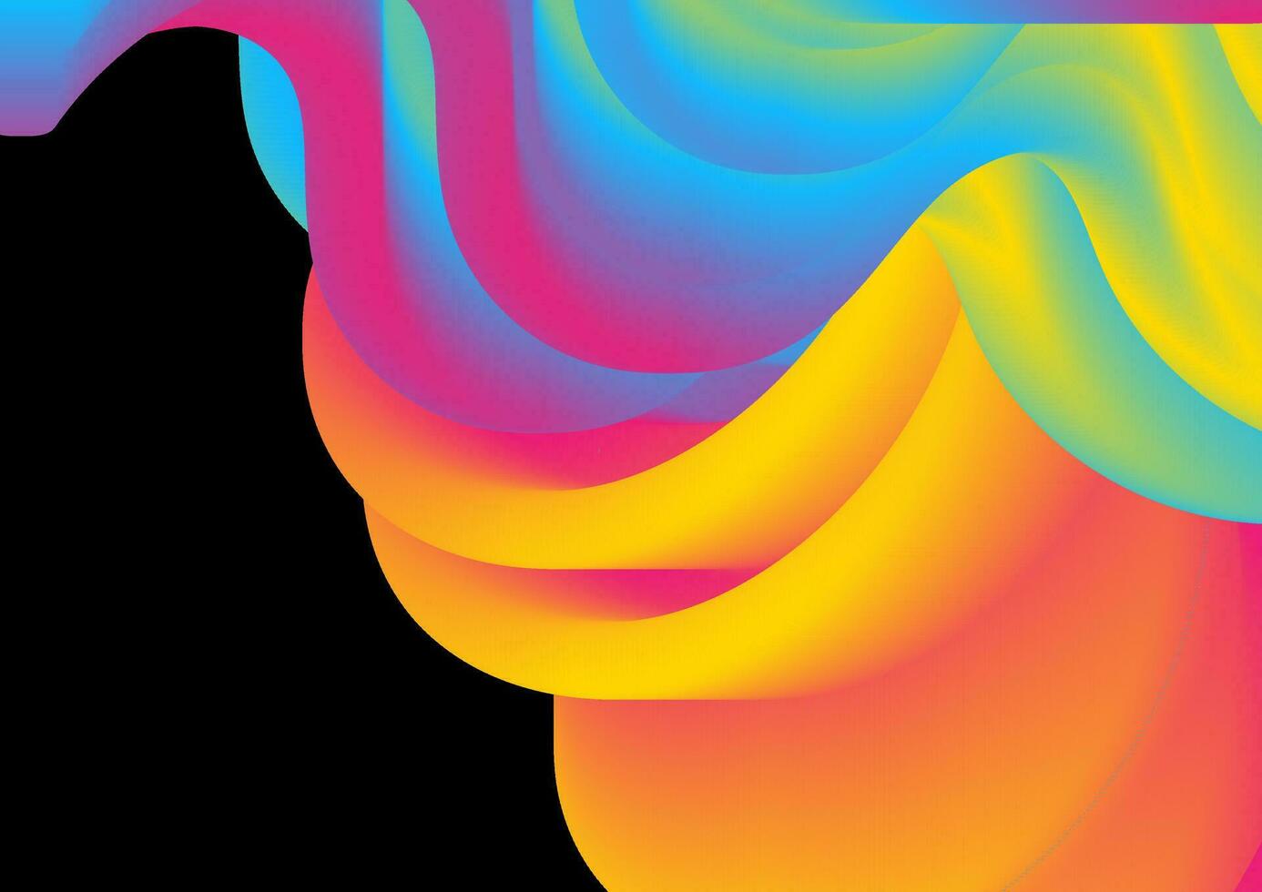 Colorful 3d flowing wavy shapes abstract background vector