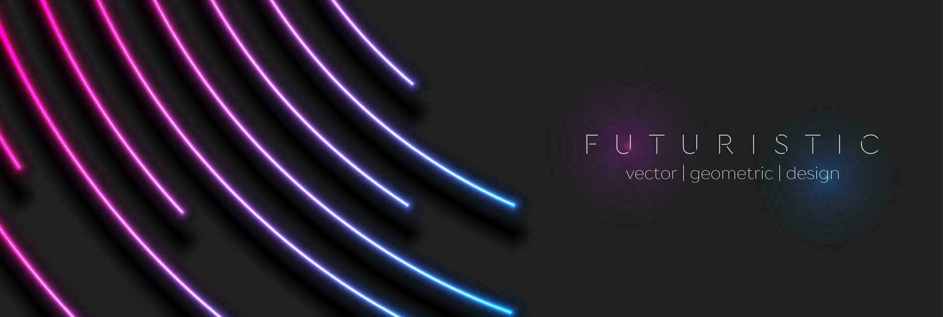 Abstract black technology banner with neon glowing lines vector