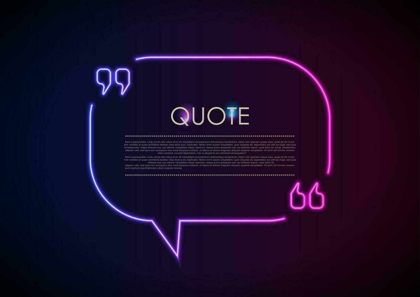 Quote speech bubble abstract laser neon frame background vector