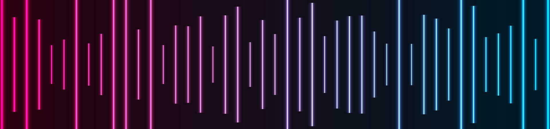 Blue equalizer neon lines abstract futuristic tech banner vector