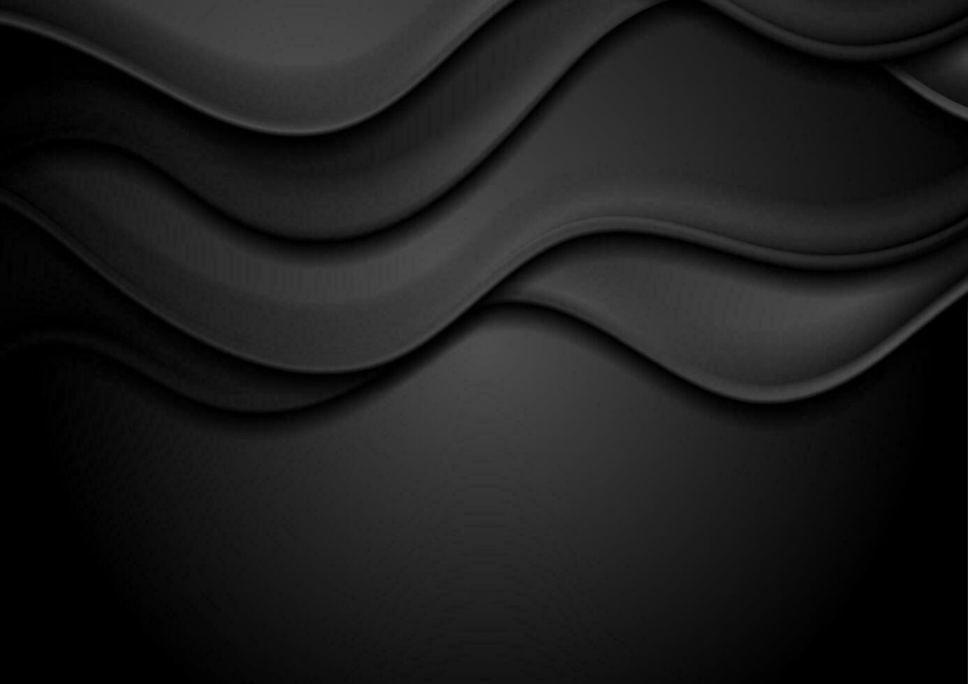 Black smooth wavy abstract corporate background vector