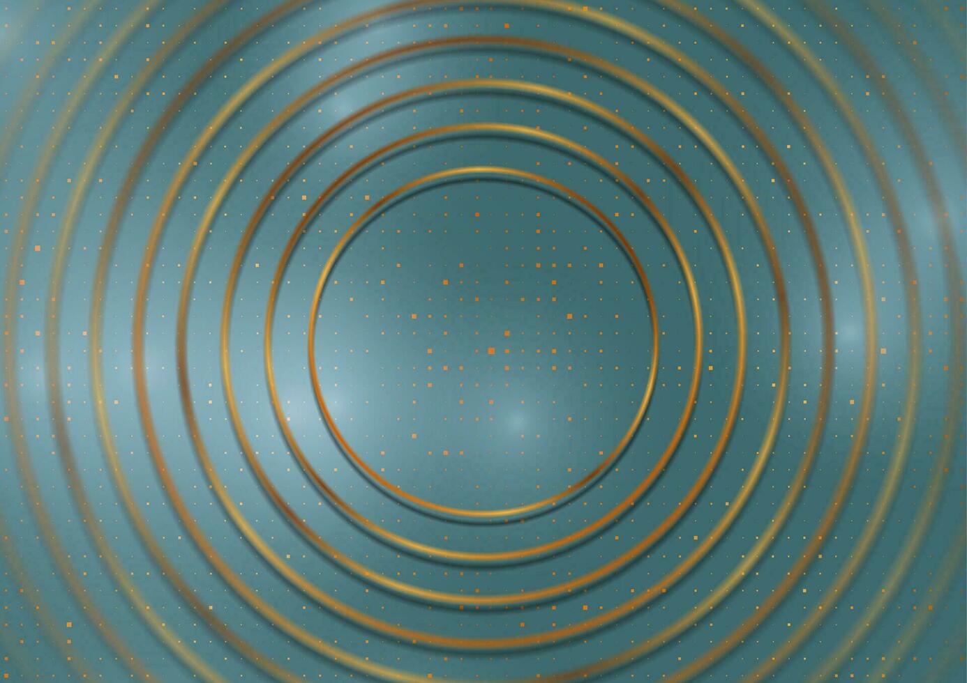 Abstract blue tech background with golden rings vector