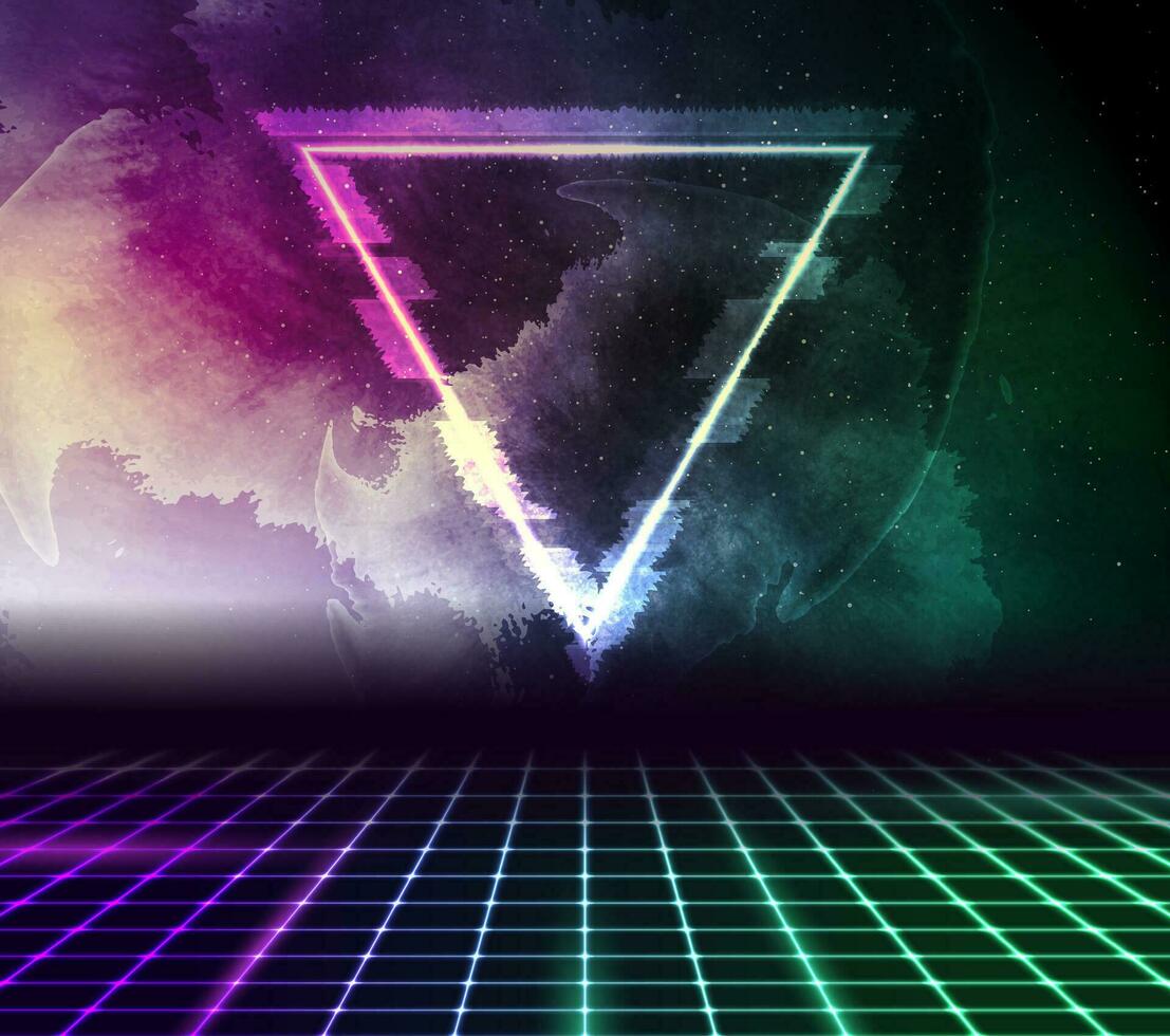 Retro futuristic abstract hi-tech background with glitch triangle vector