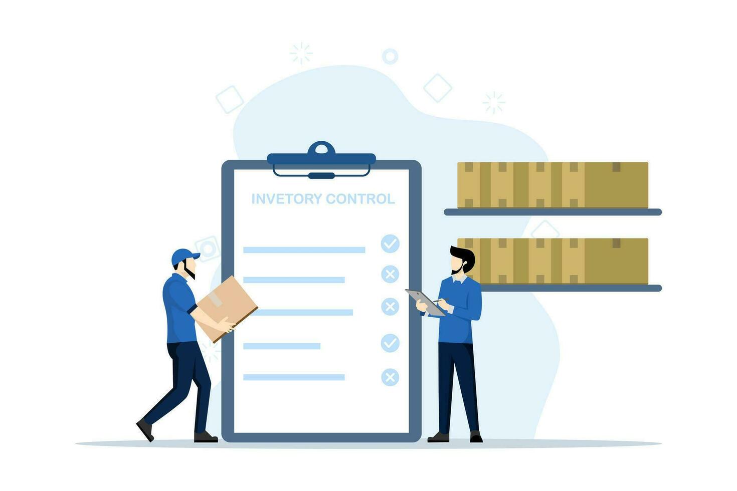 inventory control concept. Warehouse management, managing incoming and outgoing goods. Illustration for websites, landing pages, mobile apps, posters and banners. flat vector illustration.