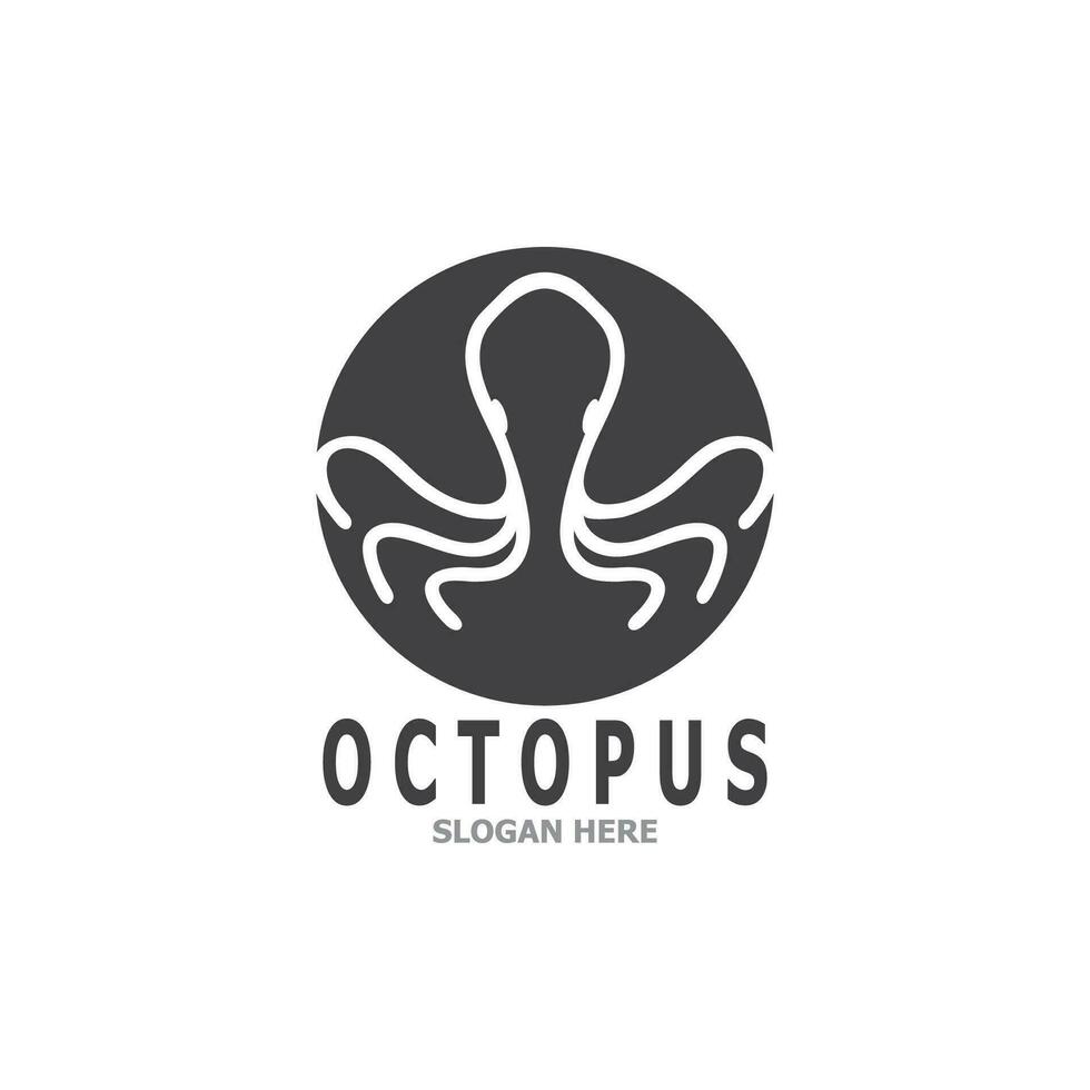 Octopus black silhouette logo and symbol template illustration vector