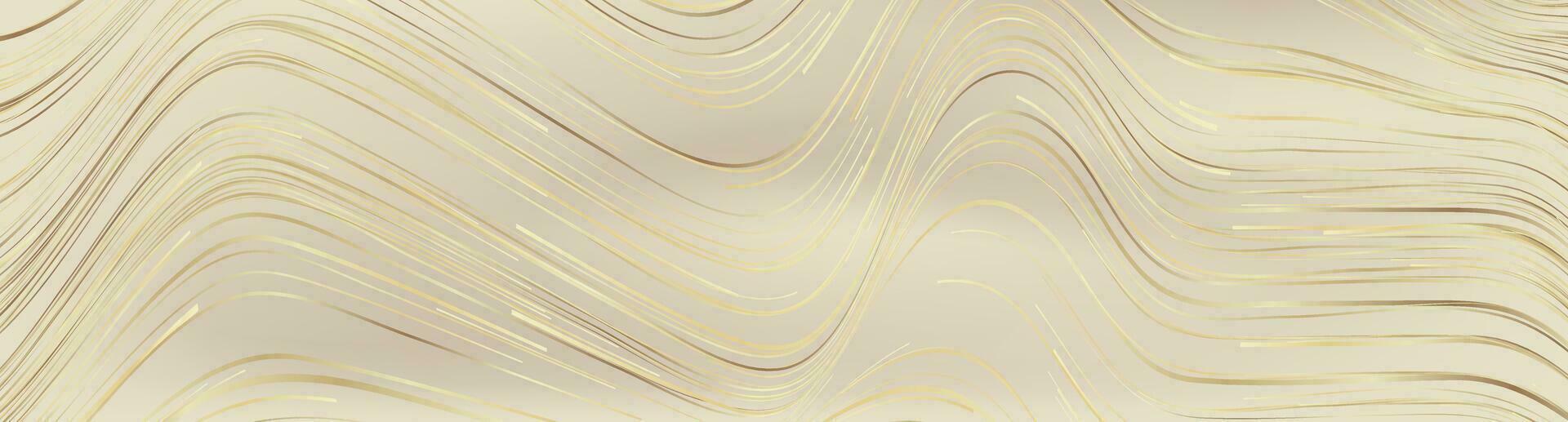 Golden deluxe curved waves abstract pattern design vector